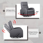 Fauteuil inclinable planeur manuel gris avec mouvement à 360° et repose-pieds rembourré - Utilisation individuelle