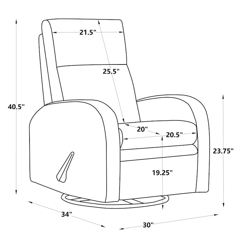 Fauteuil inclinable planeur manuel gris avec mouvement à 360° et repose-pieds rembourré - Utilisation individuelle