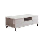 Table basse moderne du milieu du siècle en chêne blanc avec 3 étagères ouvertes et 1 tiroir - Usage unique