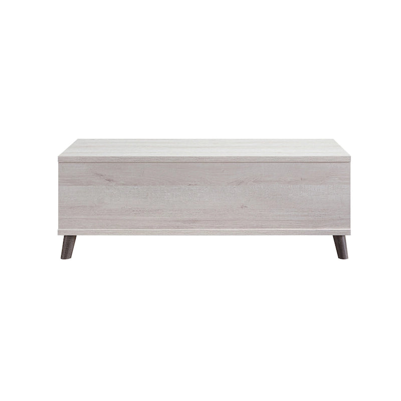 Table basse moderne du milieu du siècle en chêne blanc avec 3 étagères ouvertes et 1 tiroir - Usage unique