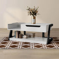 Table basse relevable contemporaine blanche et noire avec étagère inférieure - Usage unique