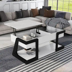Table basse relevable contemporaine blanche et noire avec étagère inférieure - Usage unique