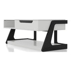 Table basse relevable contemporaine blanche et noire avec étagère inférieure - Usage unique