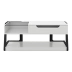 Table basse relevable contemporaine blanche et noire avec étagère inférieure - Usage unique