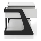 Table basse relevable contemporaine blanche et noire avec étagère inférieure - Usage unique
