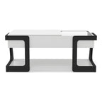 Table basse relevable contemporaine blanche et noire avec étagère inférieure - Usage unique