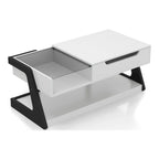 Table basse relevable contemporaine blanche et noire avec étagère inférieure - Usage unique