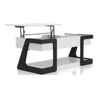 Table basse relevable contemporaine blanche et noire avec étagère inférieure - Usage unique