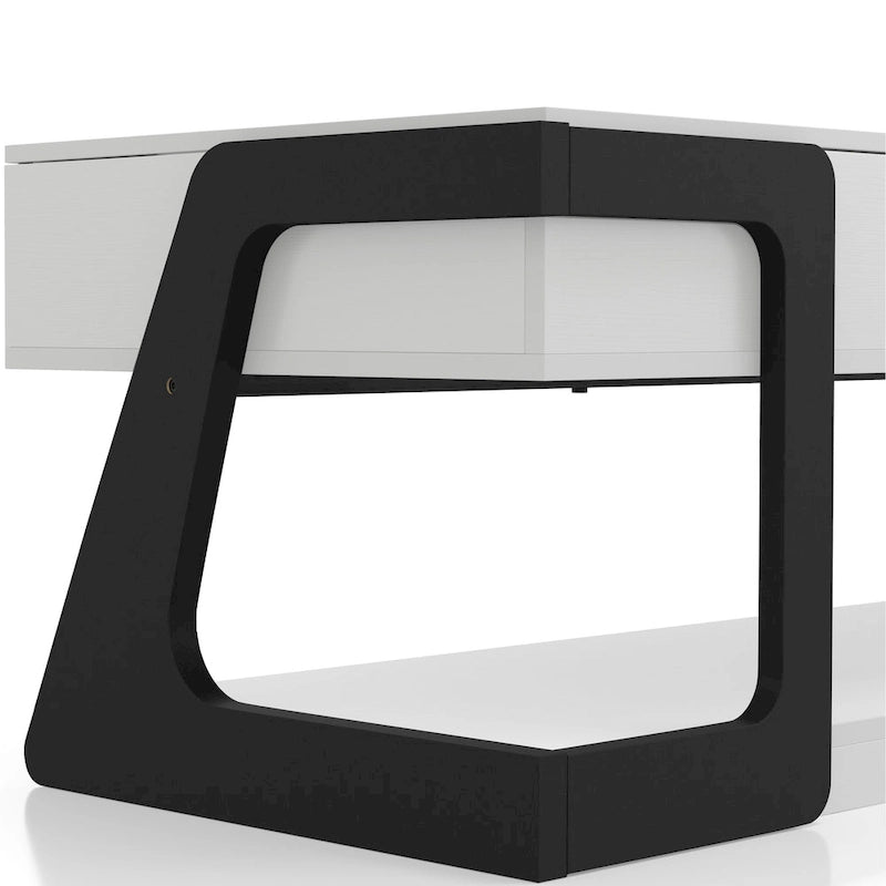 Table basse relevable contemporaine blanche et noire avec étagère inférieure - Usage unique