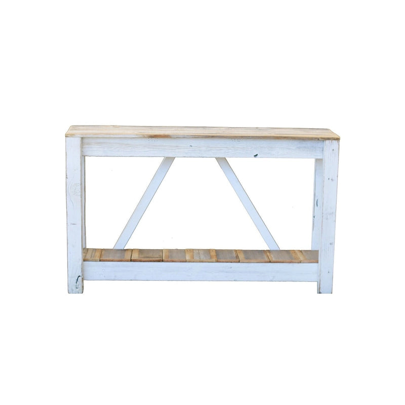 Table console en bois de récupération naturel en forme de A - Utilisation unique