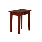 Table d'appoint en bois massif noyer de style shaker avec station de recharge intégrée - Utilisation unique