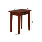 Table d'appoint en bois massif noyer de style shaker avec station de recharge intégrée - Utilisation unique