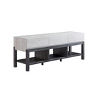 Meuble TV moderne 152 cm en chêne blanc et gris vieilli avec 3 tiroirs et 3 étagères ouvertes - Usage unique