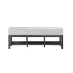 Meuble TV moderne 152 cm en chêne blanc et gris vieilli avec 3 tiroirs et 3 étagères ouvertes - Usage unique