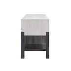 Meuble TV moderne 152 cm en chêne blanc et gris vieilli avec 3 tiroirs et 3 étagères ouvertes - Usage unique
