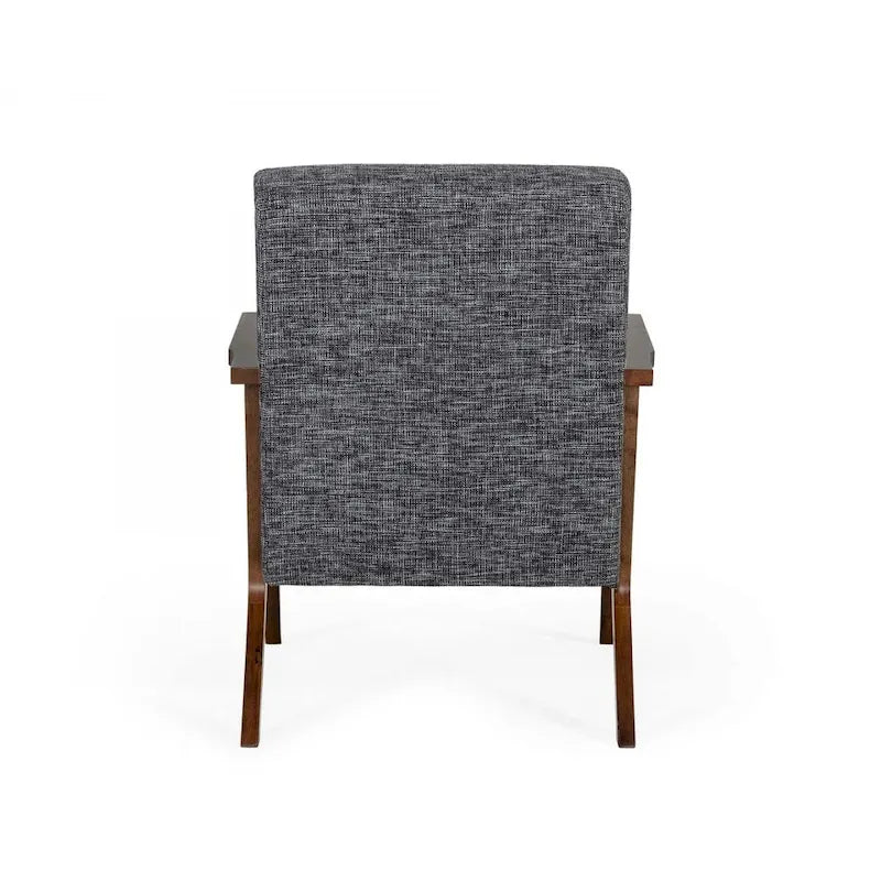 Fauteuil d'appoint gris en placage de noyer du milieu du siècle avec accoudoirs carrés et coussins en mousse - Usage unique