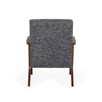 Fauteuil d'appoint gris en placage de noyer du milieu du siècle avec accoudoirs carrés et coussins en mousse - Usage unique