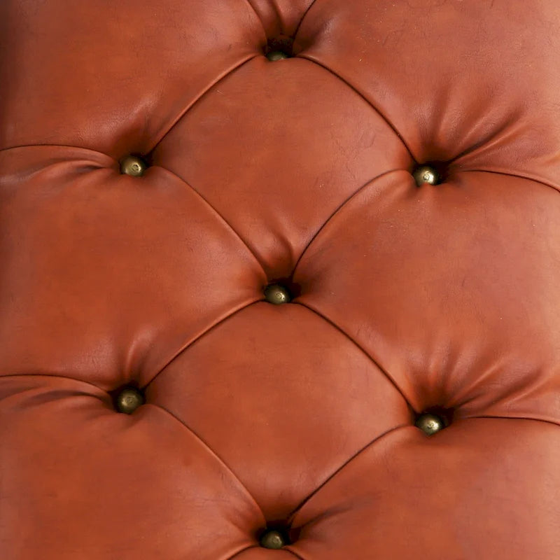 Banc de rangement en similicuir touffeté marron clair et métal vieilli - Usage unique