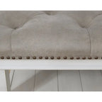 Table basse ottomane carrée capitonnée en similicuir blanc avec étagère inférieure - Usage unique