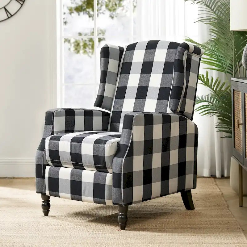Noir / Oiseau / Rouge / Fleur / Jardin / Feuilles / Bleu / Indigo / Beige / Bleu marine Fauteuil inclinable manuel à dossier haut mi-siècle - Usage unique