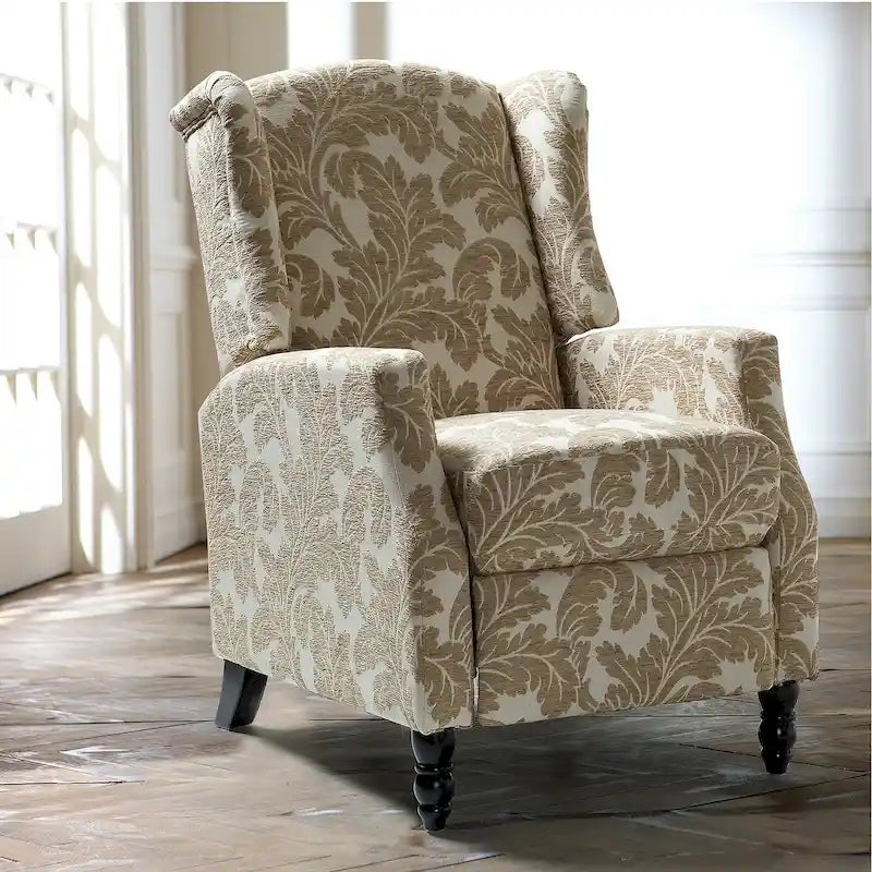 Noir / Oiseau / Rouge / Fleur / Jardin / Feuilles / Bleu / Indigo / Beige / Bleu marine Fauteuil inclinable manuel à dossier haut mi-siècle - Usage unique