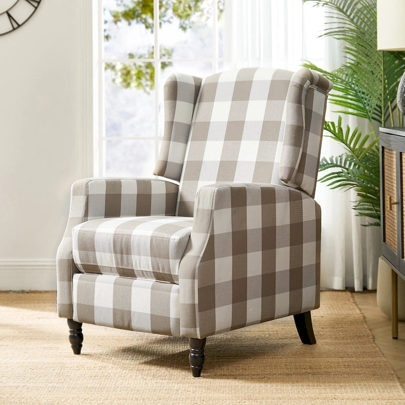 Noir / Oiseau / Rouge / Fleur / Jardin / Feuilles / Bleu / Indigo / Beige / Bleu marine Fauteuil inclinable manuel à dossier haut mi-siècle - Usage unique