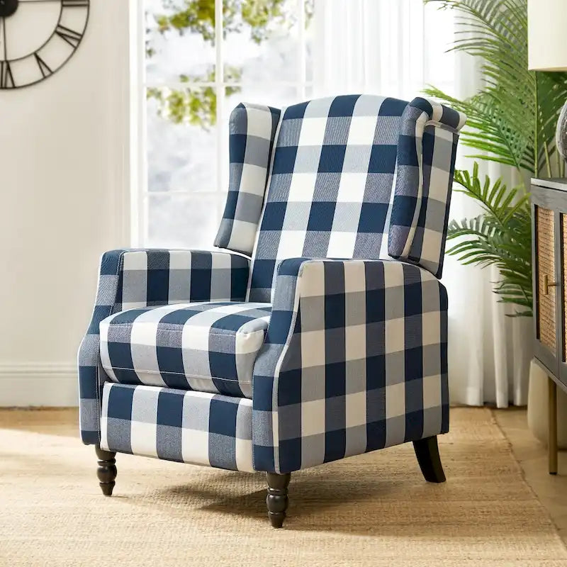 Noir / Oiseau / Rouge / Fleur / Jardin / Feuilles / Bleu / Indigo / Beige / Bleu marine Fauteuil inclinable manuel à dossier haut mi-siècle - Usage unique