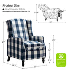 Noir / Oiseau / Rouge / Fleur / Jardin / Feuilles / Bleu / Indigo / Beige / Bleu marine Fauteuil inclinable manuel à dossier haut mi-siècle - Usage unique