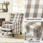 Noir / Oiseau / Rouge / Fleur / Jardin / Feuilles / Bleu / Indigo / Beige / Bleu marine Fauteuil inclinable manuel à dossier haut mi-siècle - Usage unique