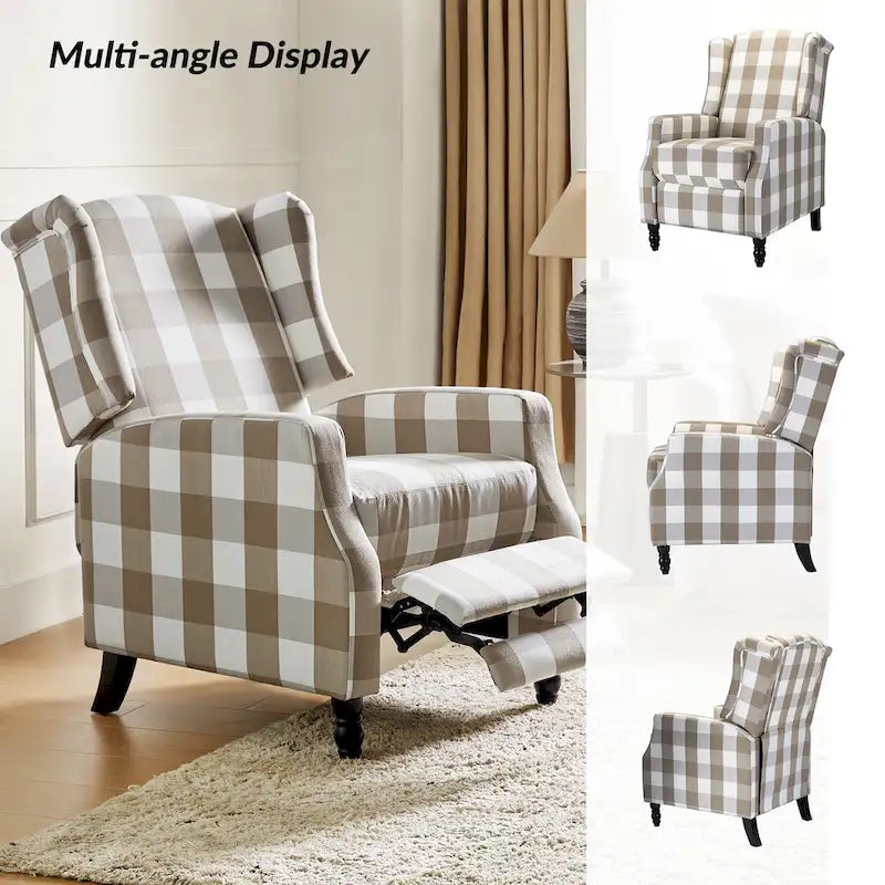 Noir / Oiseau / Rouge / Fleur / Jardin / Feuilles / Bleu / Indigo / Beige / Bleu marine Fauteuil inclinable manuel à dossier haut mi-siècle - Usage unique