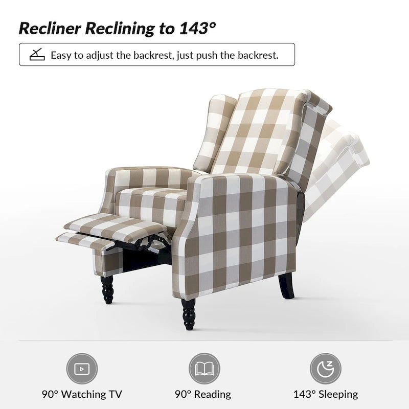 Noir / Oiseau / Rouge / Fleur / Jardin / Feuilles / Bleu / Indigo / Beige / Bleu marine Fauteuil inclinable manuel à dossier haut mi-siècle - Usage unique