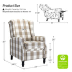 Noir / Oiseau / Rouge / Fleur / Jardin / Feuilles / Bleu / Indigo / Beige / Bleu marine Fauteuil inclinable manuel à dossier haut mi-siècle - Usage unique