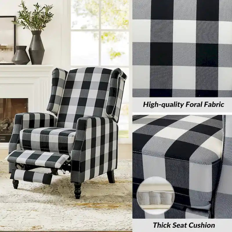 Noir / Oiseau / Rouge / Fleur / Jardin / Feuilles / Bleu / Indigo / Beige / Bleu marine Fauteuil inclinable manuel à dossier haut mi-siècle - Usage unique