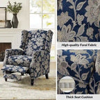 Noir / Oiseau / Rouge / Fleur / Jardin / Feuilles / Bleu / Indigo / Beige / Bleu marine Fauteuil inclinable manuel à dossier haut mi-siècle - Usage unique