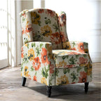 Noir / Oiseau / Rouge / Fleur / Jardin / Feuilles / Bleu / Indigo / Beige / Bleu marine Fauteuil inclinable manuel à dossier haut mi-siècle - Usage unique