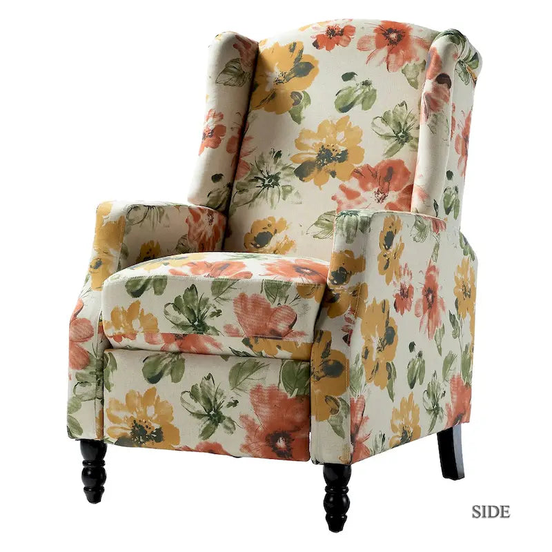 Noir / Oiseau / Rouge / Fleur / Jardin / Feuilles / Bleu / Indigo / Beige / Bleu marine Fauteuil inclinable manuel à dossier haut mi-siècle - Usage unique