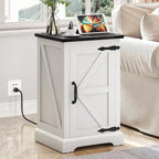 Table d'appoint de ferme blanche et noyer avec station de recharge intégrée (2 ports USB + 2 prises) - Usage unique
