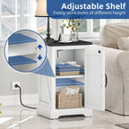 Table d'appoint de ferme blanche et noyer avec station de recharge intégrée (2 ports USB + 2 prises) - Usage unique
