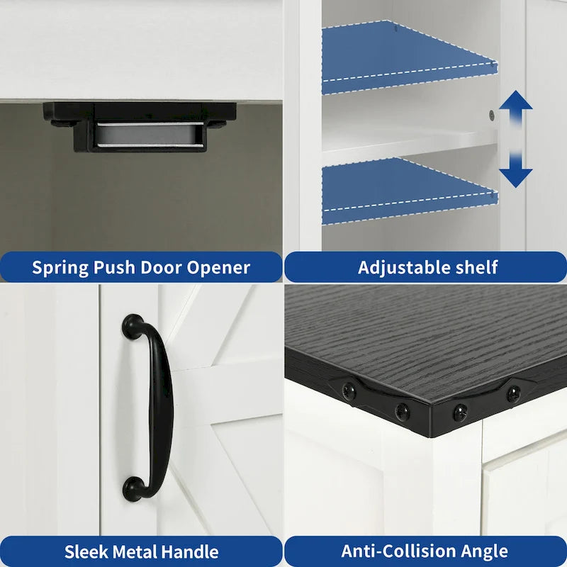 Table d'appoint de ferme blanche et noyer avec station de recharge intégrée (2 ports USB + 2 prises) - Usage unique