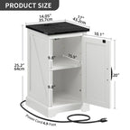 Table d'appoint de ferme blanche et noyer avec station de recharge intégrée (2 ports USB + 2 prises) - Usage unique