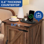 Table d'appoint de ferme blanche et noyer avec station de recharge intégrée (2 ports USB + 2 prises) - Usage unique