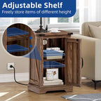 Table d'appoint de ferme blanche et noyer avec station de recharge intégrée (2 ports USB + 2 prises) - Usage unique