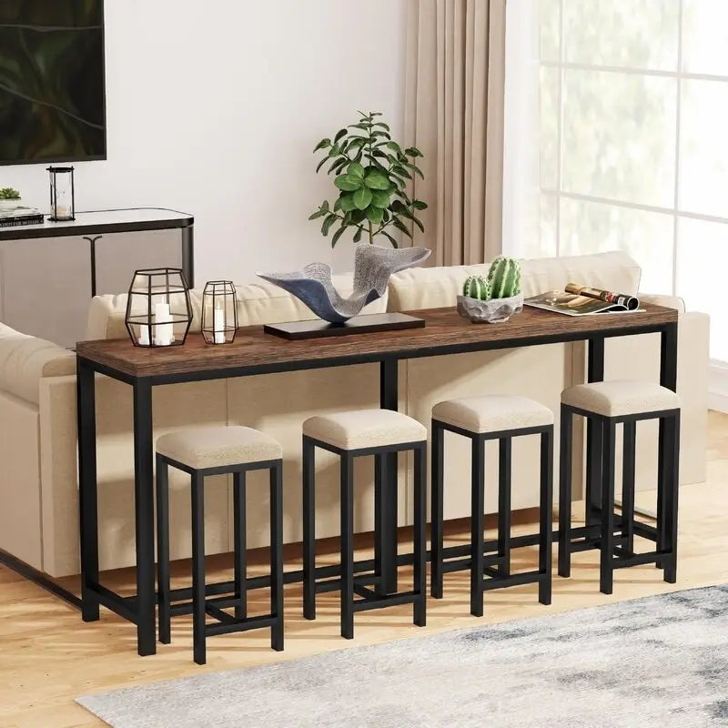 Table console extra longue marron / or / marron rustique - Usage unique