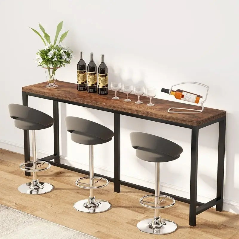 Table console extra longue marron / or / marron rustique - Usage unique