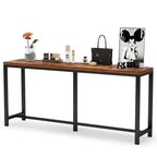 Table console extra longue marron / or / marron rustique - Usage unique