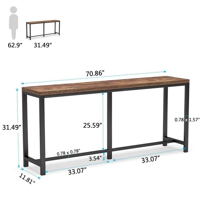 Table console extra longue marron / or / marron rustique - Usage unique