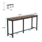 Table console extra longue marron / or / marron rustique - Usage unique