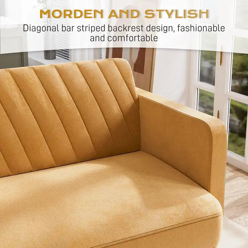 Gris velours / Rose / Vert olive / Orange / Gris lin / Blanc / Cuir marron / Cuir blanc - Canapé futon convertible capitonné de style Mid-Century – 3 places