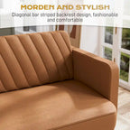 Gris velours / Rose / Vert olive / Orange / Gris lin / Blanc / Cuir marron / Cuir blanc - Canapé futon convertible capitonné de style Mid-Century – 3 places