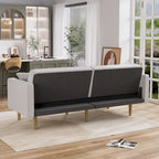 Gris velours / Rose / Vert olive / Orange / Gris lin / Blanc / Cuir marron / Cuir blanc - Canapé futon convertible capitonné de style Mid-Century – 3 places